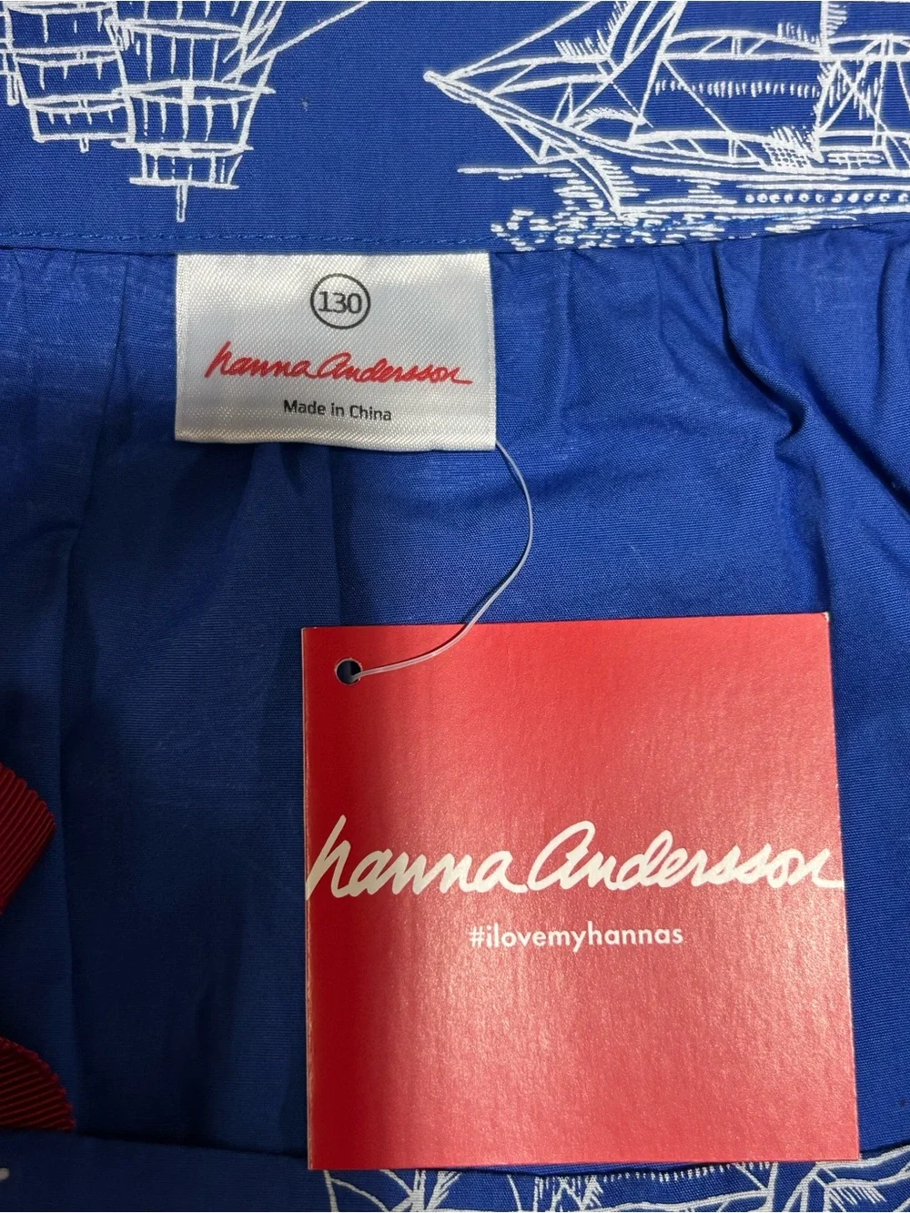 Hanna Andersson Girls 8 130cm BlueTall Ship Sleeveless Pillowcase Dress NWT